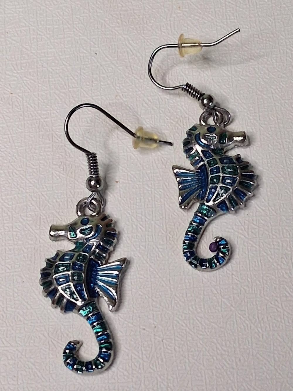 Blue Seahorse Dangle Earrings